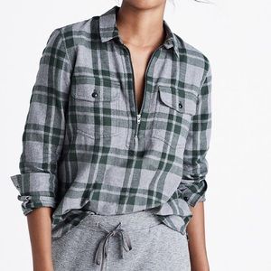 Madewell Flannel Zip-Front Popover Shirt - S